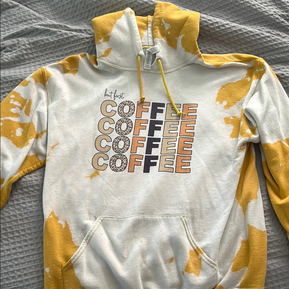 Jerzees Yellow and White Retro Coffee Sweatshirt